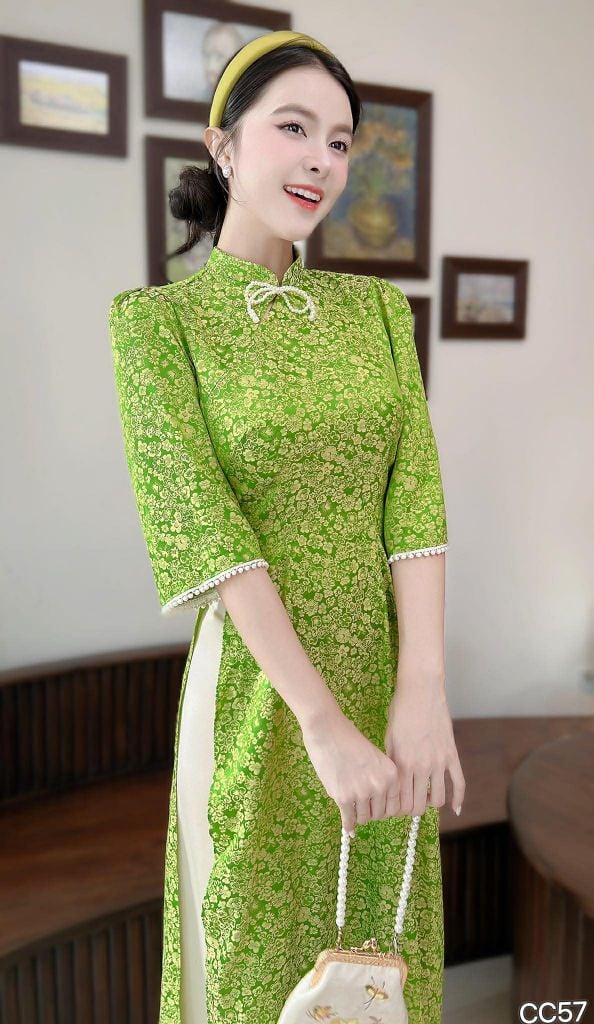 Áo Dài Xuân Lục Kèm Phụ Kiện AD3052 (Áo lẻ)