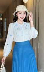 Áo Sơ Mi Lá Tằm Thêu AT9001.2942