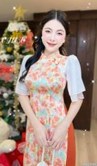 Áo Dài Bướm Viền Ngũ Sắc AD2886 (áo lẻ)