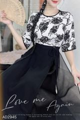 Áo Dài 2 Tà+ Hoa Chỉ Eo Nơ Kèm Phụ Kiện AD2945 (áo lẻ)