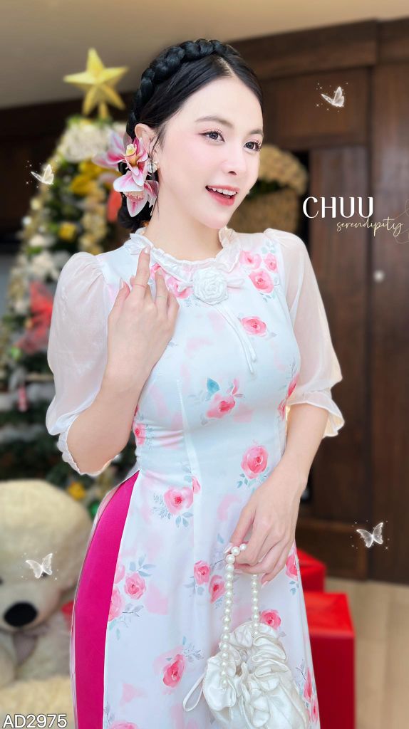 Áo Dài Bánh Kem Bắp Kèm Phụ Kiện AD2975 (Áo lẻ)