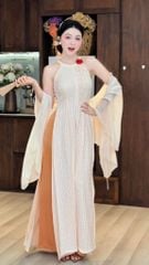 Áo Dài 4 Tà Yếm Ren + Choàng Xéo Kèm Phụ Kiện AD2012 (áo lẻ)