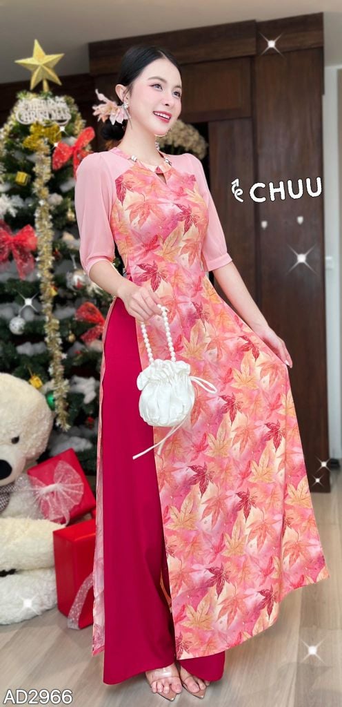 Áo Dài Hoa Ép Kính AD2966 (Áo lẻ)