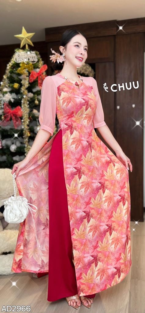 Áo Dài Hoa Ép Kính AD2966 (áo lẻ)