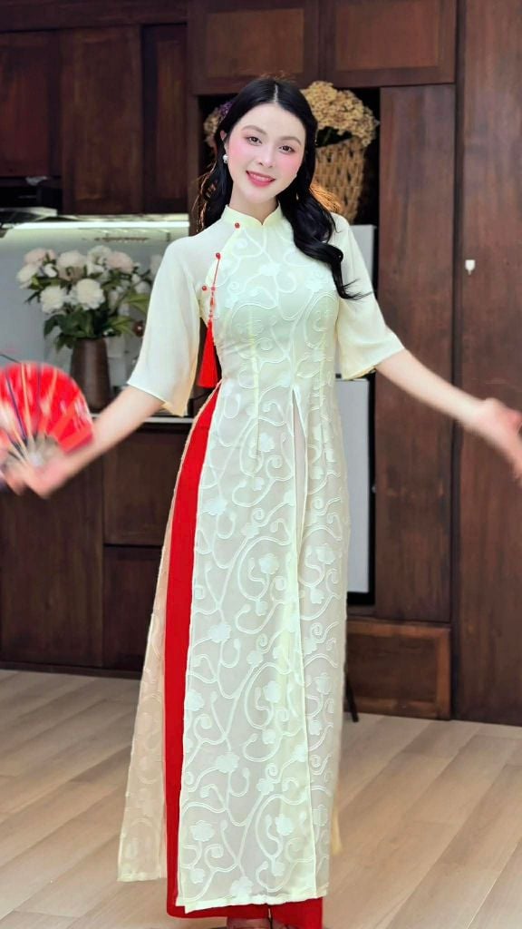 Áo Dài 4 Tà Ngọc Nữ Kèm Phụ Kiện AD2011 (Không Co Dãn) (áo lẻ)