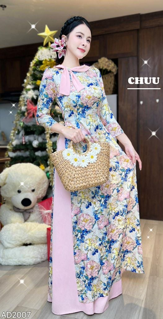 Áo Dài Khăn Quàng Lệch AD2007 (áo lẻ)