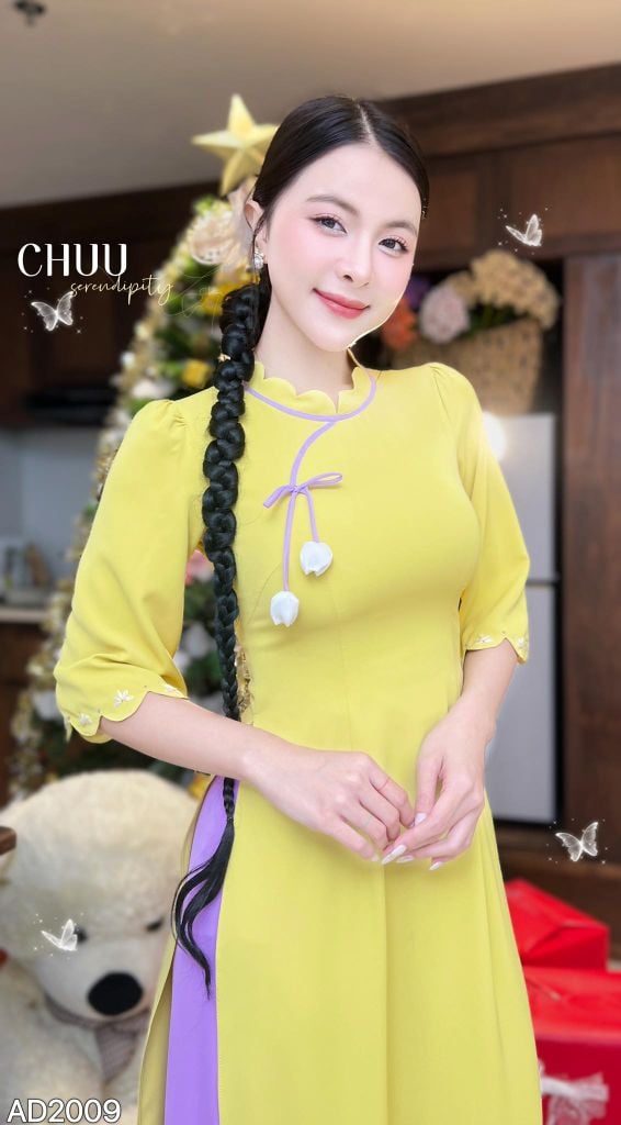 Áo Dài Ngọn Sóng Tulip Kèm Phụ Kiện AD2009 (áo lẻ)