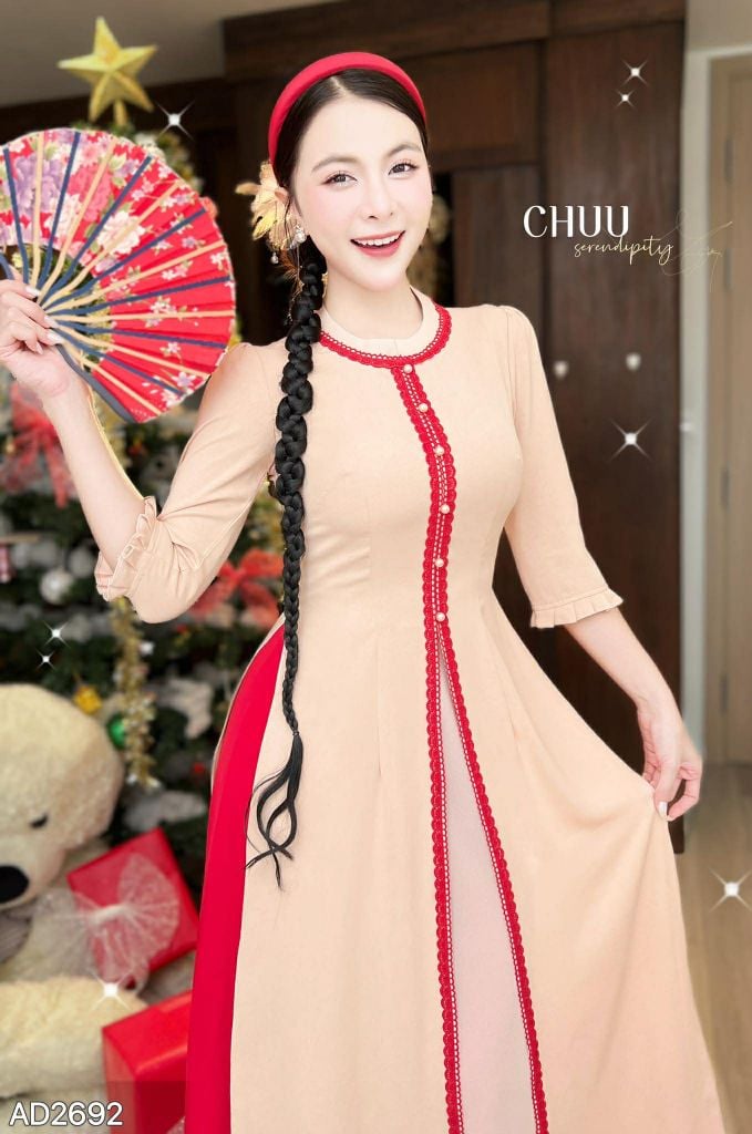 Áo Dài 4 Tà Khánh Niên AD9003.2692 (áo lẻ)