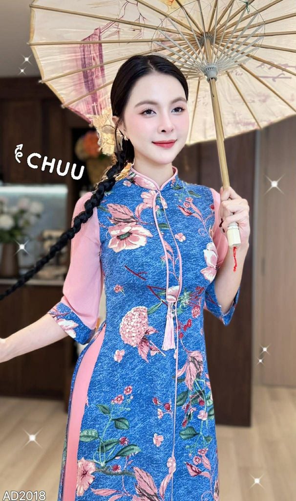 Áo Dài Mây Hồng Bay AD2018 (áo lẻ)