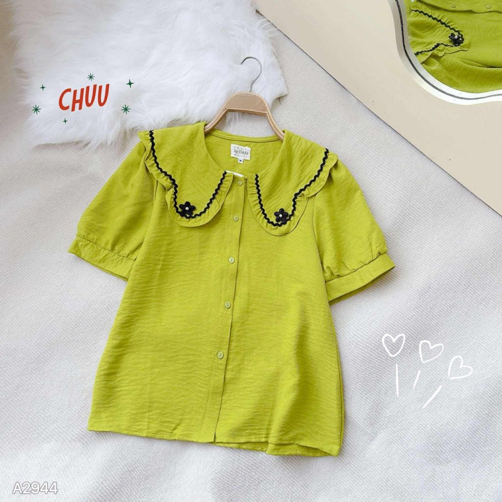 Áo Sơ Mi Vân Mây Hoa Đen + 2PK A2944