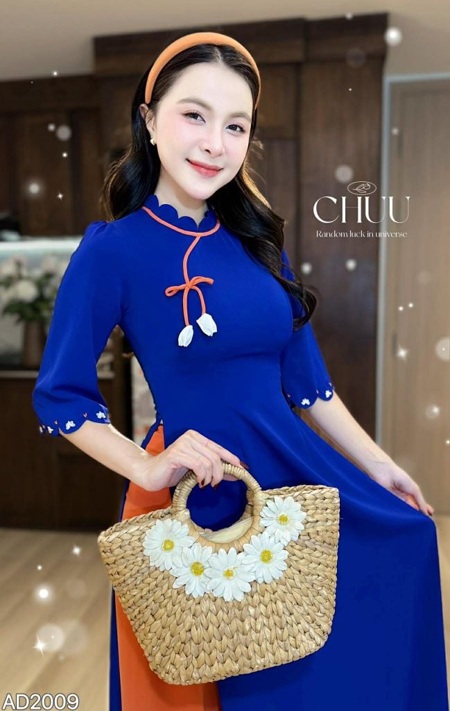 Áo Dài Ngọn Sóng Tulip Kèm Phụ Kiện AD2009 (áo lẻ)