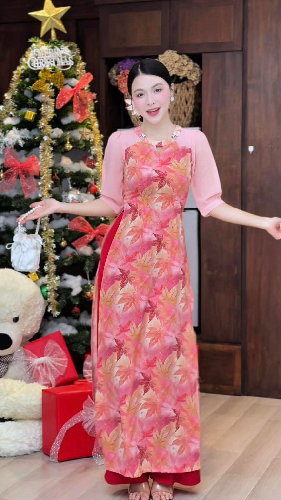 Áo Dài Hoa Ép Kính AD2966 (áo lẻ)