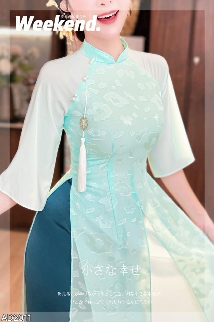 Áo Dài 4 Tà Ngọc Nữ Kèm Phụ Kiện AD2011 (Không Co Dãn) (áo lẻ)