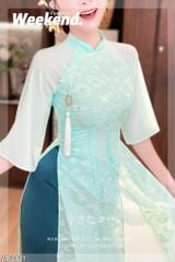 Áo Dài 4 Tà Ngọc Nữ Kèm Phụ Kiện AD2011 (Không Co Dãn) (áo lẻ)