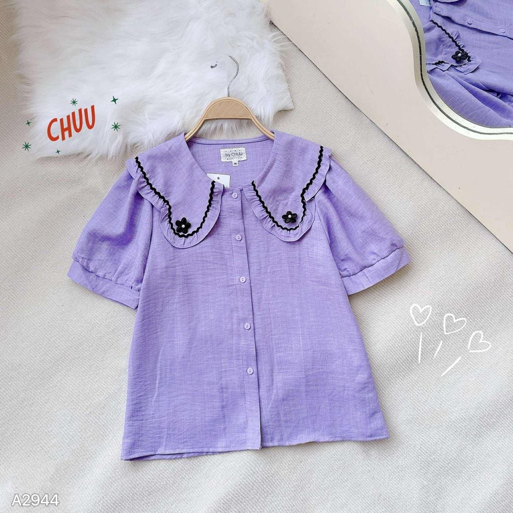 Áo Sơ Mi Vân Mây Hoa Đen + 2PK A2944