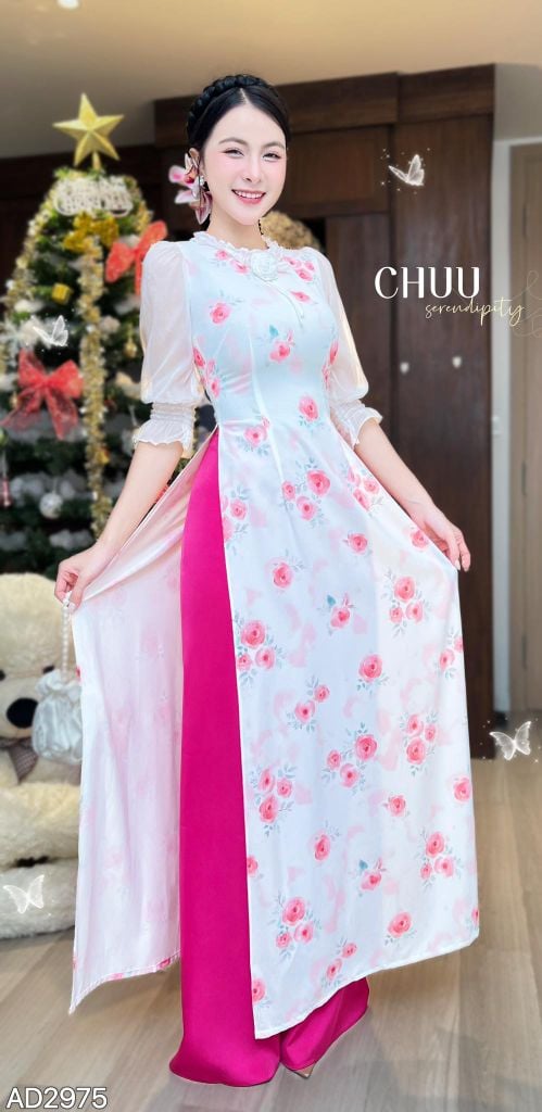 Áo Dài Bánh Kem Bắp Kèm Phụ Kiện AD2975 (Áo lẻ)