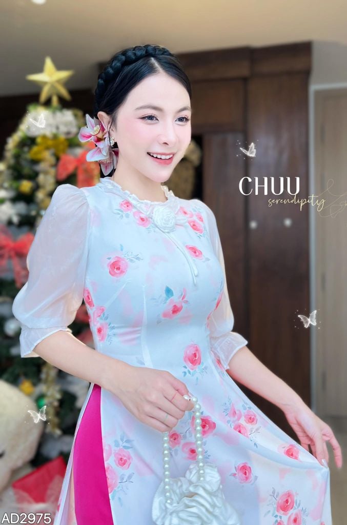 Áo Dài Bánh Kem Bắp Kèm Phụ Kiện AD2975 (Áo lẻ)