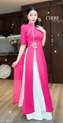 Áo Dài 4 Tà Sen Thêu 3D (PK) AD1659 (Áo lẻ)
