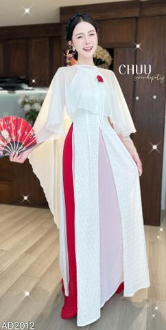 Áo Dài 4 Tà Yếm Ren + Choàng Xéo Kèm Phụ Kiện AD2012 (Áo lẻ)