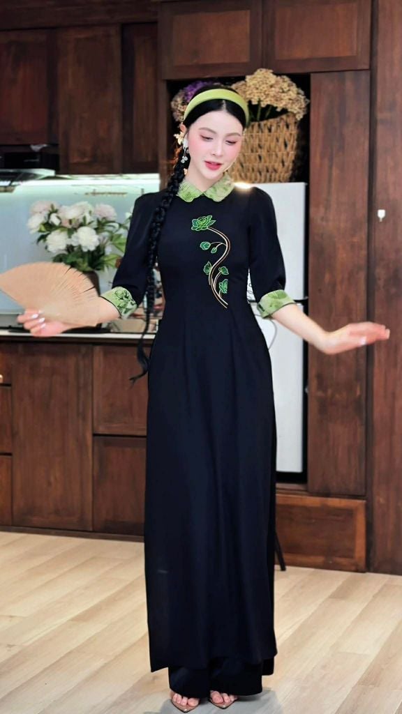 Áo Dài Cành Hoa Nguyệt Hải AD2001 (áo lẻ)