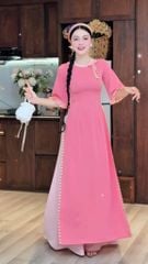 Áo Dài Nơ Viền Dây Ren Tay Nứt AD2974 (Áo lẻ)