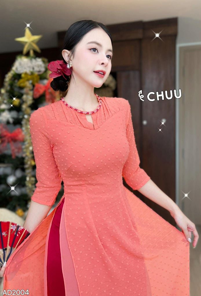 Áo Dài 4 Tà Chuỗi Pha Lê Nhỏ AD2004