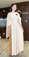 Áo Dài 4 Tà Yếm Ren + Choàng Xéo Kèm Phụ Kiện AD2012 (áo lẻ)