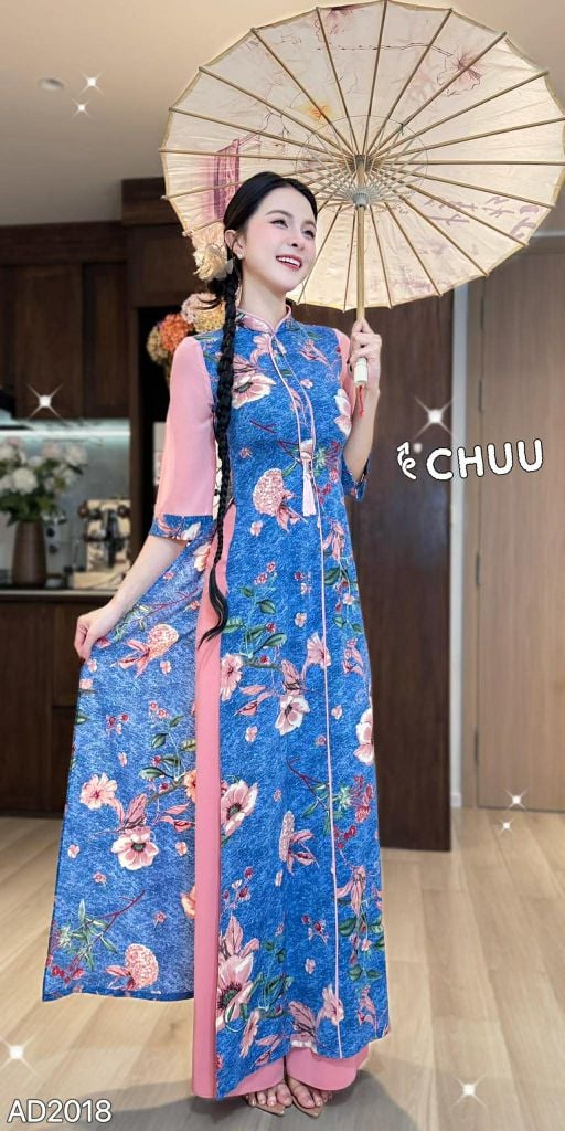 Áo Dài Mây Hồng Bay AD2018 (áo lẻ)