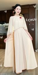 Áo Dài 4 Tà Yếm Ren + Choàng Xéo Kèm Phụ Kiện AD2012 (áo lẻ)