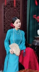 Áo Dài 4 Tà Hai Chi Tiết Hoa Kim Kèm Phụ Kiện AD3028 (áo lẻ)