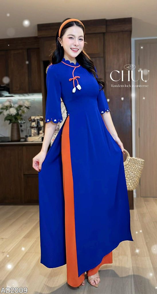 Áo Dài Ngọn Sóng Tulip Kèm Phụ Kiện AD2009 (áo lẻ)
