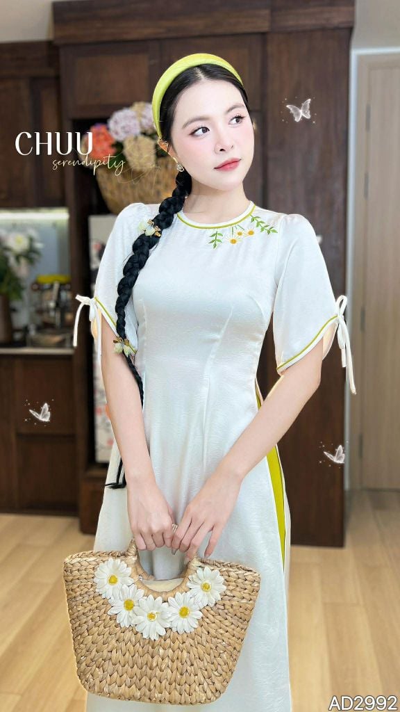 Áo Dài Hoa Hoạ Mi AD2992 (áo lẻ)