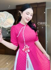 Áo Dài 4 Tà Sen Thêu 3D (PK) AD1659 (Áo lẻ)