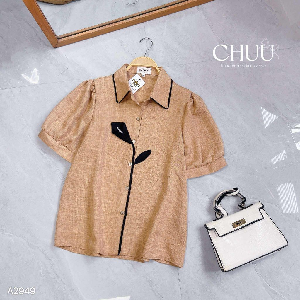 Áo Sơ Mi Hoa Ly Đen A2949