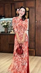 Áo Dài 4 Tà Đóa Hoa Đào Rơi AD2019 (áo lẻ)