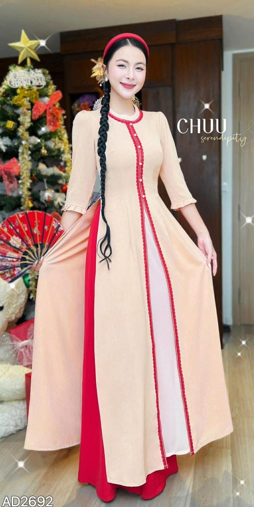 Áo Dài 4 Tà Khánh Niên AD9003.2692 (áo lẻ)