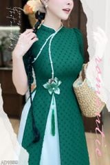 Áo Dài 4 Tà Sen Thêu 3D (PK) AD1659 (Áo lẻ)