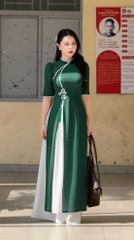 Áo Dài 4 Tà Sen Thêu 3D (PK) AD1659 (Áo lẻ)