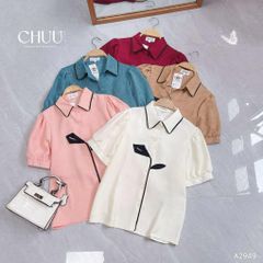 Áo Sơ Mi Hoa Ly Đen A2949