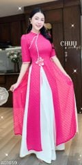 Áo Dài 4 Tà Sen Thêu 3D (PK) AD1659 (Áo lẻ)