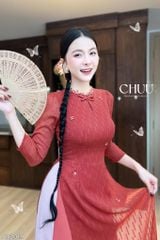 Áo Dài 4 Tà Đóa Hoa Đào Rơi AD2019 (áo lẻ)