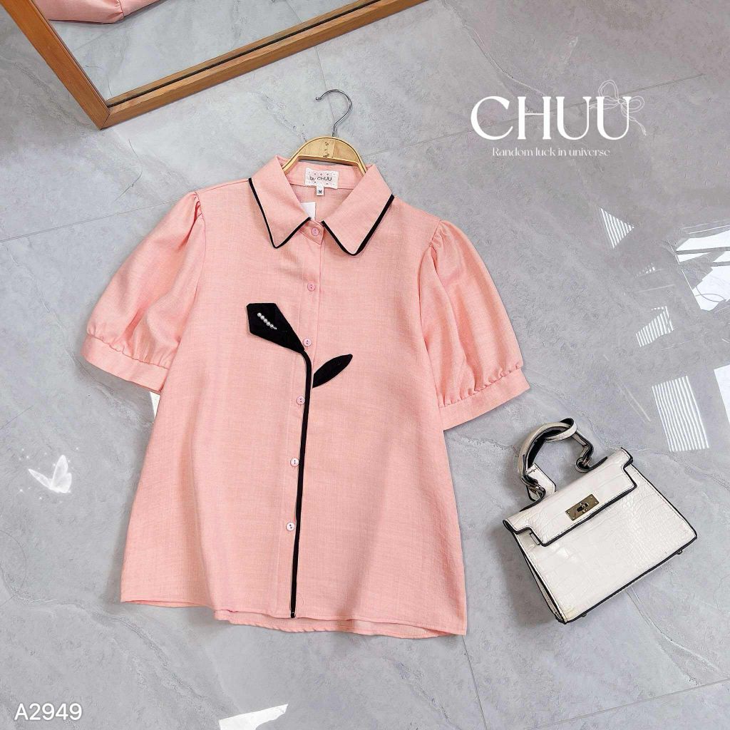 Áo Sơ Mi Hoa Ly Đen A2949