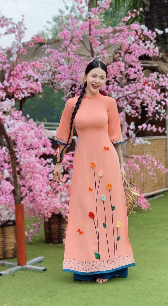 Áo Dài Hoa Tứ Quý AD3030 (áo lẻ)