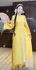 Áo Dài 4 Tà Hai Chi Tiết Hoa Kim Kèm Phụ Kiện AD3028 (áo lẻ)