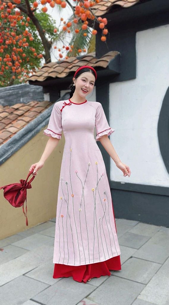 Áo Dài Hoa Dại Lụa Nứt AD3031 (Áo lẻ)