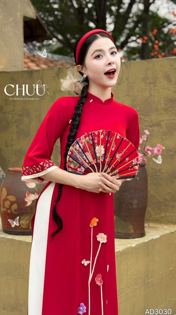 Áo Dài Hoa Tứ Quý AD3030 (áo lẻ)