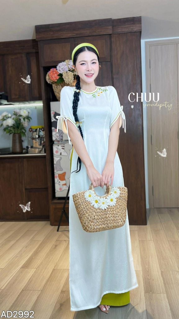 Áo Dài Hoa Hoạ Mi AD2992 (áo lẻ)