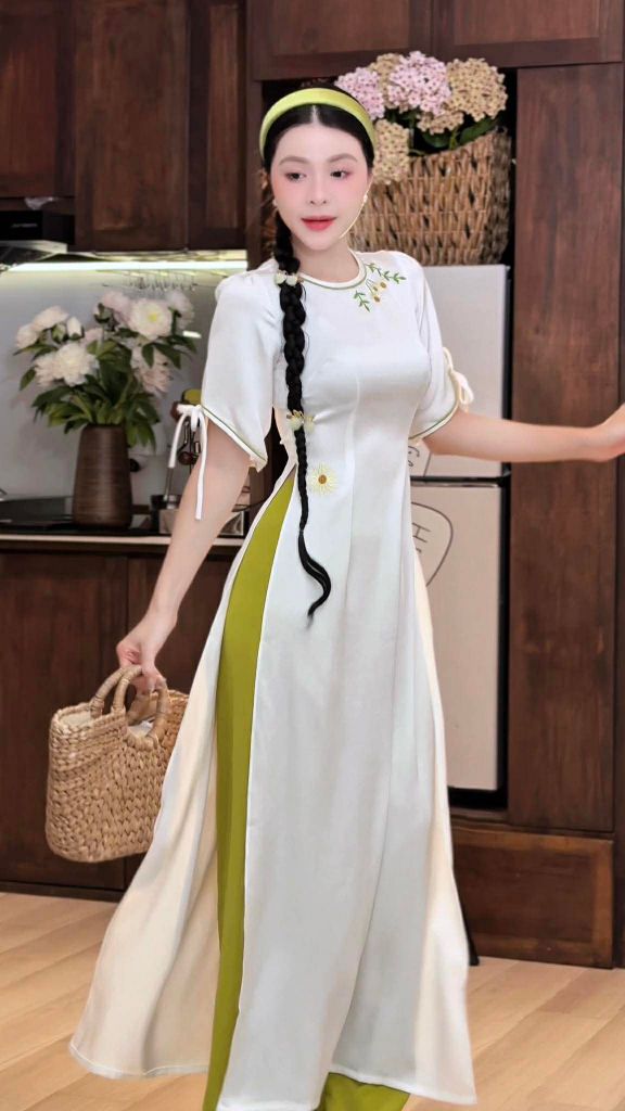 Áo Dài Hoa Hoạ Mi AD2992 (áo lẻ)