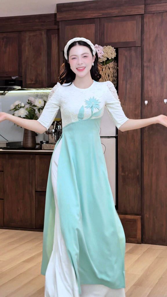 Áo Dài Hoa Cúc Ánh Sao AD2024 (áo lẻ)