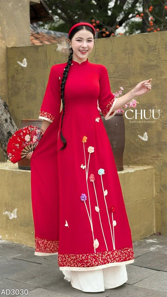 Áo Dài Hoa Tứ Quý AD3030 (áo lẻ)